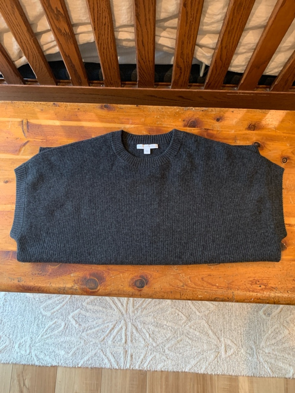 Womens pure jill cashmere Sweater vest- Charcoal Gray